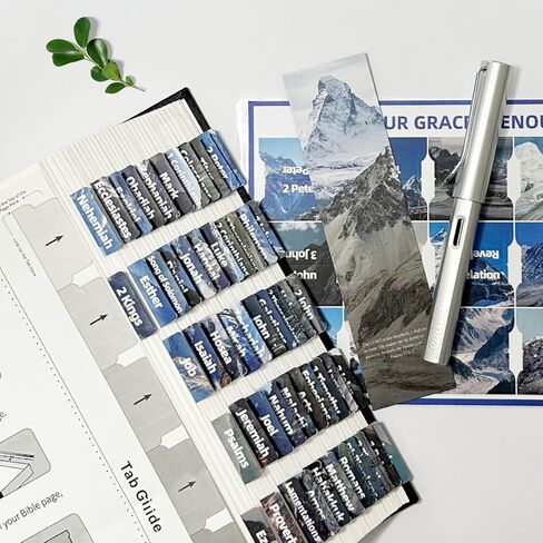 علامات تبويب الكتاب المقدس - 75 علامة تبويب، موضوع بوهو أنيق مستوحى من جبل الثلج، علامات تبويب الكتاب المقدس مغلفة للنساء والرجال، مثالية لدراسة الأناجيل، وعلامات تبويب فهرس الكتاب المقدس، وتسميات الكتب (جبل الثلج) in Kuwait
