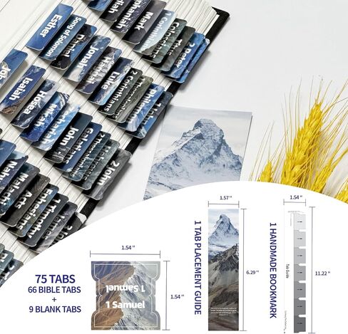 علامات تبويب الكتاب المقدس - 75 علامة تبويب، موضوع بوهو أنيق مستوحى من جبل الثلج، علامات تبويب الكتاب المقدس مغلفة للنساء والرجال، مثالية لدراسة الأناجيل، وعلامات تبويب فهرس الكتاب المقدس، وتسميات الكتب (جبل الثلج) in Kuwait