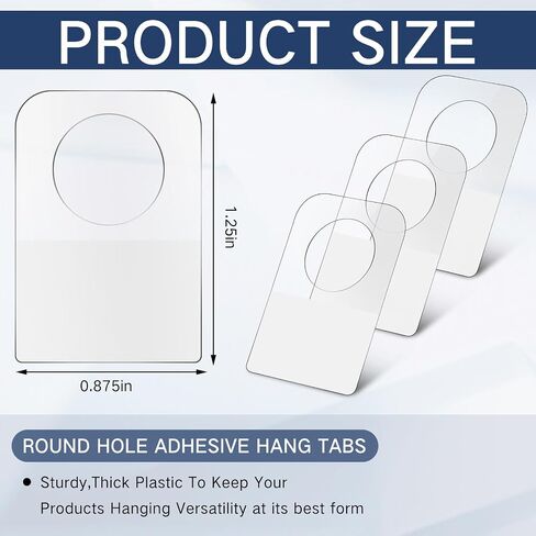 Blulu 3000 Pcs Hang Tabs Slot Hole Self Adhesive Hanging Tabs Hang Tags Transparent Sticky Tabs for Retail Displays in Business Shops(0.875 x 1.25 in, Round) in Saudi Arabia
