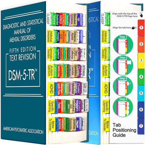 DSM-5-TR Index Tabs, 96 Laminated DSM V TR Tabs and 12 Blank Tabs,Thick Waterproof Material Color-Coded Print, Easy to Read Guide Tabs for The Diagnostic and Statistical Manual of Mental Disorders in Kuwait