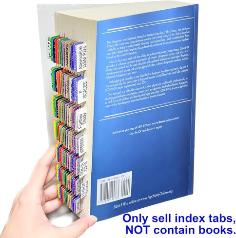 DSM-5-TR Index Tabs, 96 Laminated DSM V TR Tabs and 12 Blank Tabs,Thick Waterproof Material Color-Coded Print, Easy to Read Guide Tabs for The Diagnostic and Statistical Manual of Mental Disorders in Kuwait