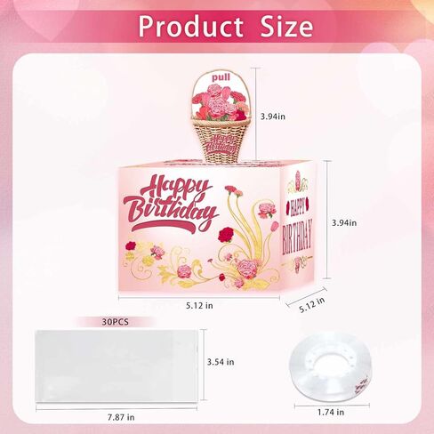 Birthday Money Box for Cash Gift Pull,Funny Carnation Pop Out Money Gift Box for Mother, Pop Up Money Holder for Cash,Surprise Money Roll Gift Boxes for Women Girlfriend Wife Daugther Grandmother in Kuwait