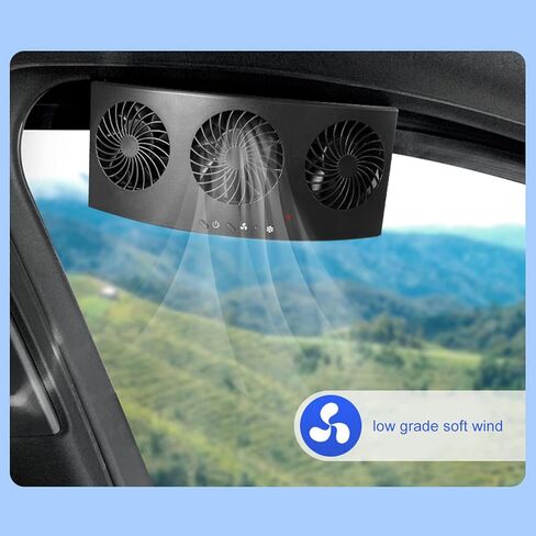 GLOGLOW Solar Exhaust Fan, 4000 RPM 2 Levels Car Exhaust Fan Good Heat Dissipation Low Noise for All Cars in Saudi Arabia