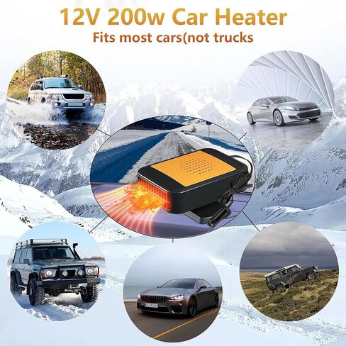 12V Car Heater, Fast Heating & Cooling Fan for Defrost Defogger Car Windshield, Portable Car Heaters That Plugs Cigarette Lighter, Automobile Interior heaters (Orange black) in Saudi Arabia