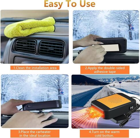 12V Car Heater, Fast Heating & Cooling Fan for Defrost Defogger Car Windshield, Portable Car Heaters That Plugs Cigarette Lighter, Automobile Interior heaters (Orange black) in Saudi Arabia