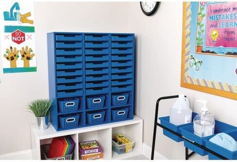 Really Good Stuff Blue 27-Slot Mail and Supplies Center with 27 Trays, 6 Cubbies, and Baskets Single Color - 1 Mail Center, 27 Trays, 6 Baskets in Saudi Arabia