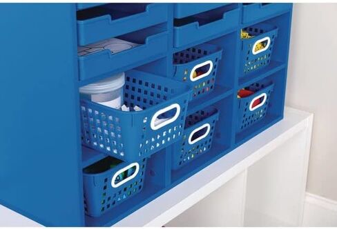 Really Good Stuff Blue 27-Slot Mail and Supplies Center with 27 Trays, 6 Cubbies, and Baskets Single Color - 1 Mail Center, 27 Trays, 6 Baskets in Saudi Arabia