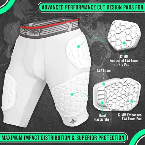 Exxact Sports Elite 5-Pad Adult Football Girdle for Men - Padded Compression Shorts, Mens Girdle Football with Cup Pocket in Saudi Arabia