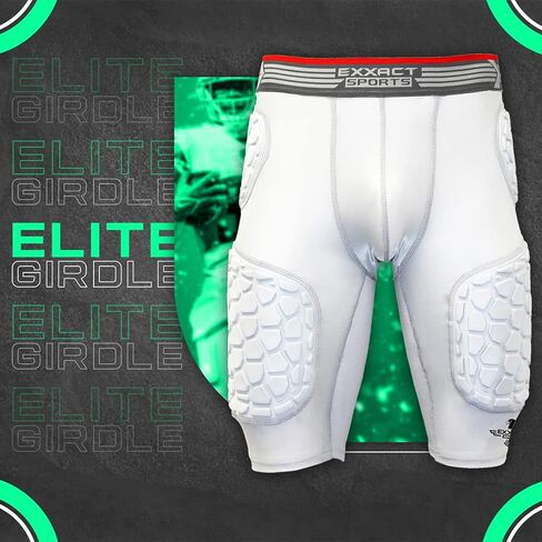 Exxact Sports Elite 5-Pad Adult Football Girdle for Men - Padded Compression Shorts, Mens Girdle Football with Cup Pocket in Saudi Arabia