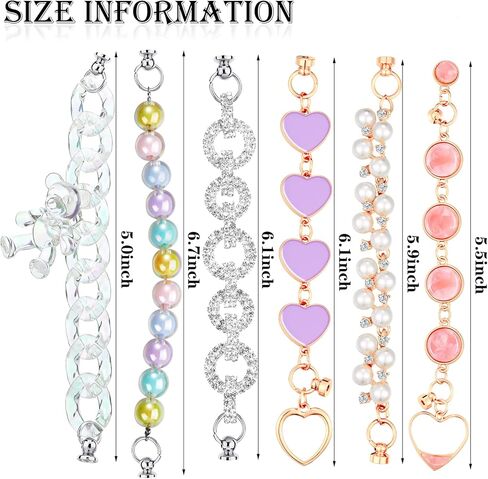 Frienda 6 قطع سلسلة هاتف جراب هاتف ملون لؤلؤ سلسلة سوار حزام قطرة مقاومة الهاتف قبضة حامل DIY بها بنفسك جراب هاتف ملحق in Kuwait