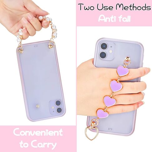 Frienda 6 قطع سلسلة هاتف جراب هاتف ملون لؤلؤ سلسلة سوار حزام قطرة مقاومة الهاتف قبضة حامل DIY بها بنفسك جراب هاتف ملحق in Kuwait