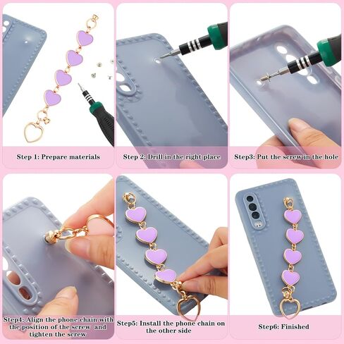 Frienda 6 قطع سلسلة هاتف جراب هاتف ملون لؤلؤ سلسلة سوار حزام قطرة مقاومة الهاتف قبضة حامل DIY بها بنفسك جراب هاتف ملحق in Kuwait
