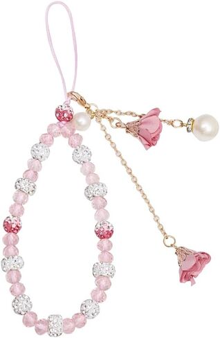 Hand Wrist Strap Lanyard for Cell Phone Mobile Phone Crystal Flower Halter Neck Phone Case Pendant for Key Bracelet Phone Case Pendant DIY Tassel Phone Straps in Saudi Arabia