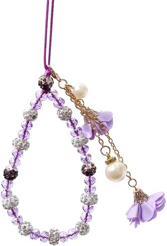 Hand Wrist Strap Lanyard for Cell Phone Mobile Phone Crystal Flower Halter Neck Phone Case Pendant for Key Bracelet Phone Case Pendant DIY Tassel Phone Straps in Saudi Arabia
