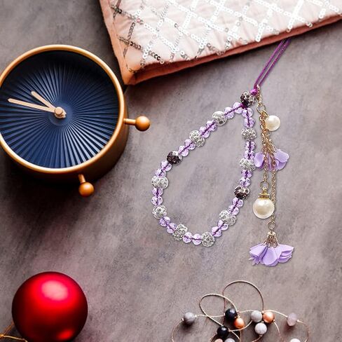 Hand Wrist Strap Lanyard for Cell Phone Mobile Phone Crystal Flower Halter Neck Phone Case Pendant for Key Bracelet Phone Case Pendant DIY Tassel Phone Straps in Saudi Arabia