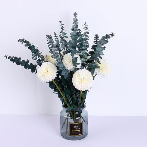 FANCYEASY 30 قطعة من الأوكالبتوس المجفف للاستحمام، حزم نباتات معلقة من الأوكالبتوس الحقيقية، فروع الأوكالبتوس الجافة المعطرة للحمام، غرفة المزرعة، ديكور الحائط، مزهرية ترتيب الزهور بنفسك in Kuwait