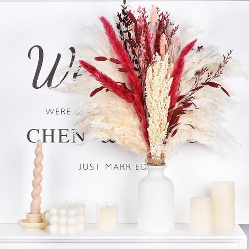 DearHouse Natural Dried Pampas Grass Bouquet,17'' Pink Boho Home Decor Bouquet, Phragmites Dried Flowers,Bouquet for Wedding Floral Arrangements Home Decorations,Pink in Saudi Arabia