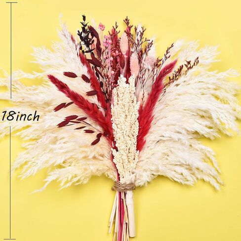 DearHouse Natural Dried Pampas Grass Bouquet,17'' Pink Boho Home Decor Bouquet, Phragmites Dried Flowers,Bouquet for Wedding Floral Arrangements Home Decorations,Pink in Saudi Arabia