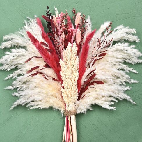 DearHouse Natural Dried Pampas Grass Bouquet,17'' Pink Boho Home Decor Bouquet, Phragmites Dried Flowers,Bouquet for Wedding Floral Arrangements Home Decorations,Pink in Saudi Arabia