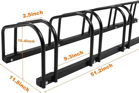 حامل دراجة هومي لوقوف السيارات على الأرض مكون من 5 رفوف قابل للتعديل ومنظم تخزين للدراجات للاستخدام الداخلي والخارجي باللون الأسود in Kuwait