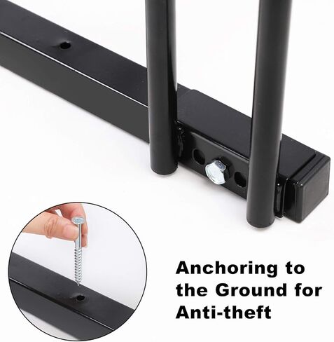 حامل دراجة هومي لوقوف السيارات على الأرض مكون من 5 رفوف قابل للتعديل ومنظم تخزين للدراجات للاستخدام الداخلي والخارجي باللون الأسود in Kuwait