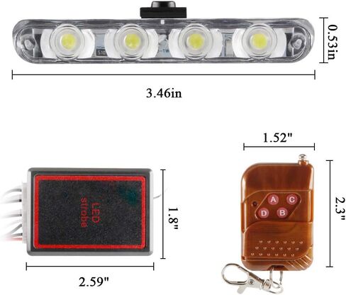 KaiDengZhe 4x4 LED 4 in 1 Surface Mount Grill Light DC12V Remote Emergency Flashing Beacon Lamp Ambulance Police Light Strobe Warning External Light For Truck Trailer Caravan Van (White) in Kuwait