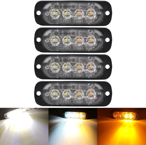 KaiDengZhe 4x4 LED 4 in 1 Surface Mount Grill Light DC12V Remote Emergency Flashing Beacon Lamp Ambulance Police Light Strobe Warning External Light For Truck Trailer Caravan Van (White) in Kuwait