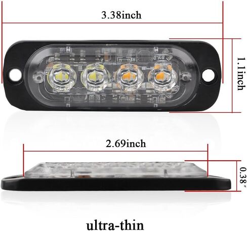 KaiDengZhe 4x4 LED 4 in 1 Surface Mount Grill Light DC12V Remote Emergency Flashing Beacon Lamp Ambulance Police Light Strobe Warning External Light For Truck Trailer Caravan Van (White) in Kuwait