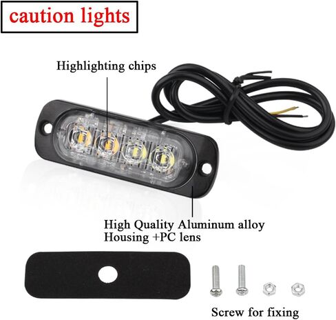 KaiDengZhe 4x4 LED 4 in 1 Surface Mount Grill Light DC12V Remote Emergency Flashing Beacon Lamp Ambulance Police Light Strobe Warning External Light For Truck Trailer Caravan Van (White) in Kuwait