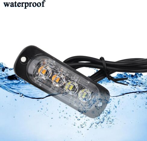 KaiDengZhe 4x4 LED 4 in 1 Surface Mount Grill Light DC12V Remote Emergency Flashing Beacon Lamp Ambulance Police Light Strobe Warning External Light For Truck Trailer Caravan Van (White) in Kuwait