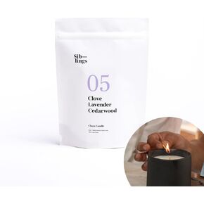 Siblings Essentials, Candle Refill Kit, DIY Candle Kit (No 05: Clove, Lavender, Cedarwood) - Eco-Friendly Candle Refill, Clean Fragrance and Essential Oils, Coconut and Soy Wax