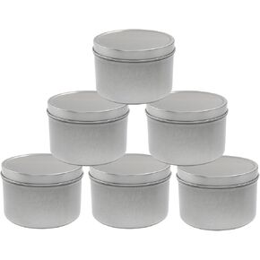 kemcatui 4pcs 8 أوقية علب الشموع ، حاويات شمعة معدنية DIY شمعة مع غطاء ، شمعة فضية صنع الجرار لصنع الشموع