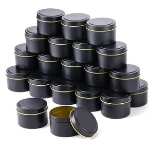 24 Pieces Candle tins，8oz candle jars，Candle container used for making candles，Bulk Candle Cans DIY Candle Making Supplies Handicraft Wholesale Empty Candle Cans Storage tank(8oz black)