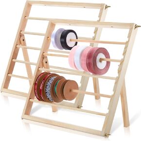 2 مجموعات شريط الخشب منظم التخزين حامل الرف لحرف Room Ribbon Roll منظم للخياطة للهدية ورقة الفنون فينيل الفنون العناصر العناصر