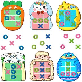6 Pack Easter Tic Tac Toe Strategic Board Game, Easter Party Favors for Kids, Easter Game, Easter Toys, Easter Gifts, Easter Basket Stuffers for Kids Boys Girls