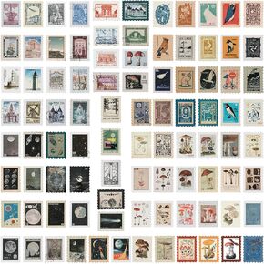 184 pcs Vintage Fake Postage Stamps Stickers, Adhesive Stickers for Scrapbooking, Decorative Travel Stickers for Notesbook, DIY Art Crafts, Planners, Diary - 4 Pack