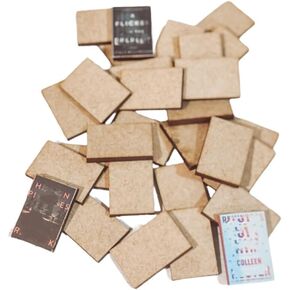 50 Pcs Blank Mini Books for Miniature Bookshelf, Wooden Dollhouse Books 1:12 Scale Mini Books, Print Off The Covers and Backs of The Books You Have Read, Create Your Own Tiny Library
