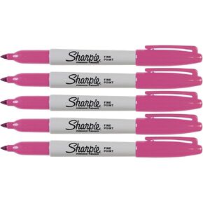 Sharpie Magenta Markers, Fine Point Tip, Permanent Markers, 5-Count