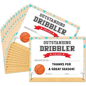 Sports Achievement Award Certificates, 25 Pcs Certificate Of Achievement For Basketball, Outstanding Dribbler Award Certificate, Basketball Awards For Kids Youth Student, Sports Supplies For Teams, 45