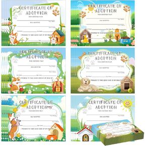 Dog Adoption Certificates 11" x 8.5" Dog Pet Adoption Card 24 Pcs Animal Themed Certificates Dog Party Favors and Supplies for Animals, Shelters, and Pet Adoption Centers