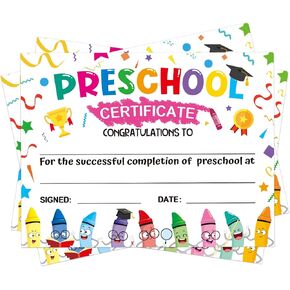 35 Pcs Preschool Diploma for Kids Preschool Graduation Award Certificate for Kids Certificates of Achievement for Teachers Student Preschool Graduation Supplies, 8.5 x 11 Inches (White Crayon)