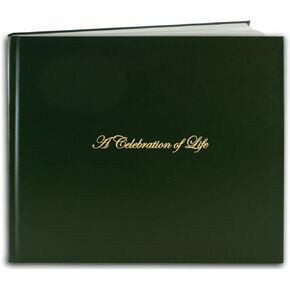 كتاب ضيوف جنازة BookFactory "A Celepration of Life"/Imitation Leather Memorial Book/Memorial Guest Book (48 Page-8 7/8 "× 7") Green ، قسم Sewn Hardbound (LOG-048-97CS-LGT64- (FUNTAL-Reg ) -FX)
