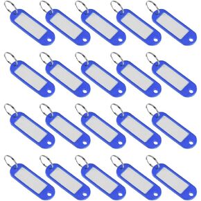 uxcell Plastic Key Tags with Split Ring Keychain ID Luggage Label Window 60x21mm, Black 20Pcs