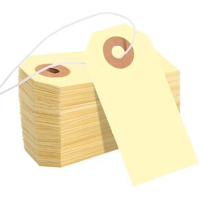 100 Pack Blank Gift Tags with Elastic String Marking Hang Tags Attached Reinforced Hole Writable Blank Tags for Graduate Easter Mother's Day 2.75'' x1.37''
