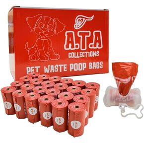 A.T.A Extra Thick Dog Poop Waste Bags With Dispenser and Leash Clip, 360 Count, 24 Pack of 15,13 Inch x 9 Inch, Unsecented.