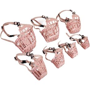 7pcs/Set Softness Plastic Dog Muzzle, Anti Bite Adjustable Pet Basket, Dogs Training Mouth Cover Mesh Cage, Breathable Comfortable, for Small, Medium and Large Dogs Care Grey