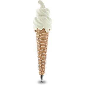 Vanilla Ice Cream Cone Cold Sweet Desserts Resin Writing Ballpoint Pen Unique Black Inked Cute Writing Tool Collection 5 Inch Foodies Novelty Party Giveaways