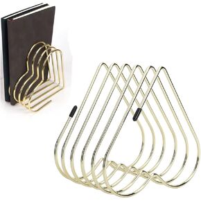 Watris Veiyi Files Folder Stand, Desktop Iron Storage Rack, Book Record Holder, Desktop Album Storage Rack, Vinyl Record Stand Holder, 5 Slot Heart Shaped File Holder for Office Home Decor(Gold)