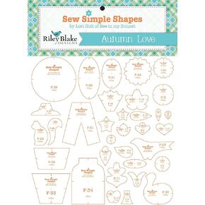RILEY BLAKE DESIGNS Template Set LOV, Autumn Love by Lori Holt 34/Pkg