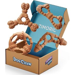 4 Pack Dog Chew Toys for Aggressive Chewers, Puppy Teething & Dental Health, Dog Toys to Keep Them Busy, Durable Bones for Small & Medium Breeds, 60lbs and Under